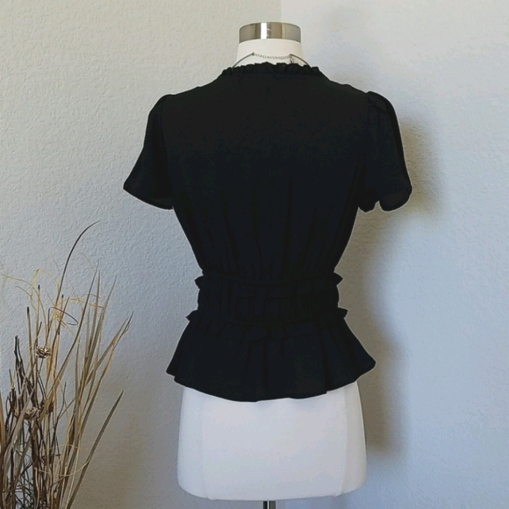 Black Ruffle Wrap Top Small NWT - Picture 3 of 10